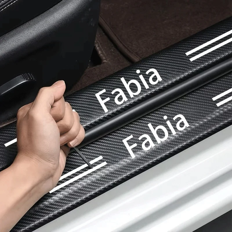 9 قطعة عتبات باب السيارة الحرس ملصقات فيلم المضادة للخدش ألياف الكربون حامي جرجر غطاء الدواسة اكسسوارات السيارات #3