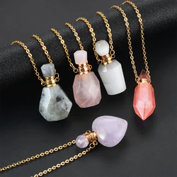 Lapis Lazuli Pink Crystal Natural Stone Ashes Keepsake Pendant Necklace Stainless Steel Urn Necklaces Ashes Cremation Jewelry