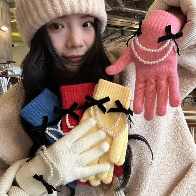 قفازات كاملة الأصابع تمتد قفازات الشتاء الدافئة قفازات سميكة سميكة للطقس البارد والأنشطة الخارجية الشتاء #5