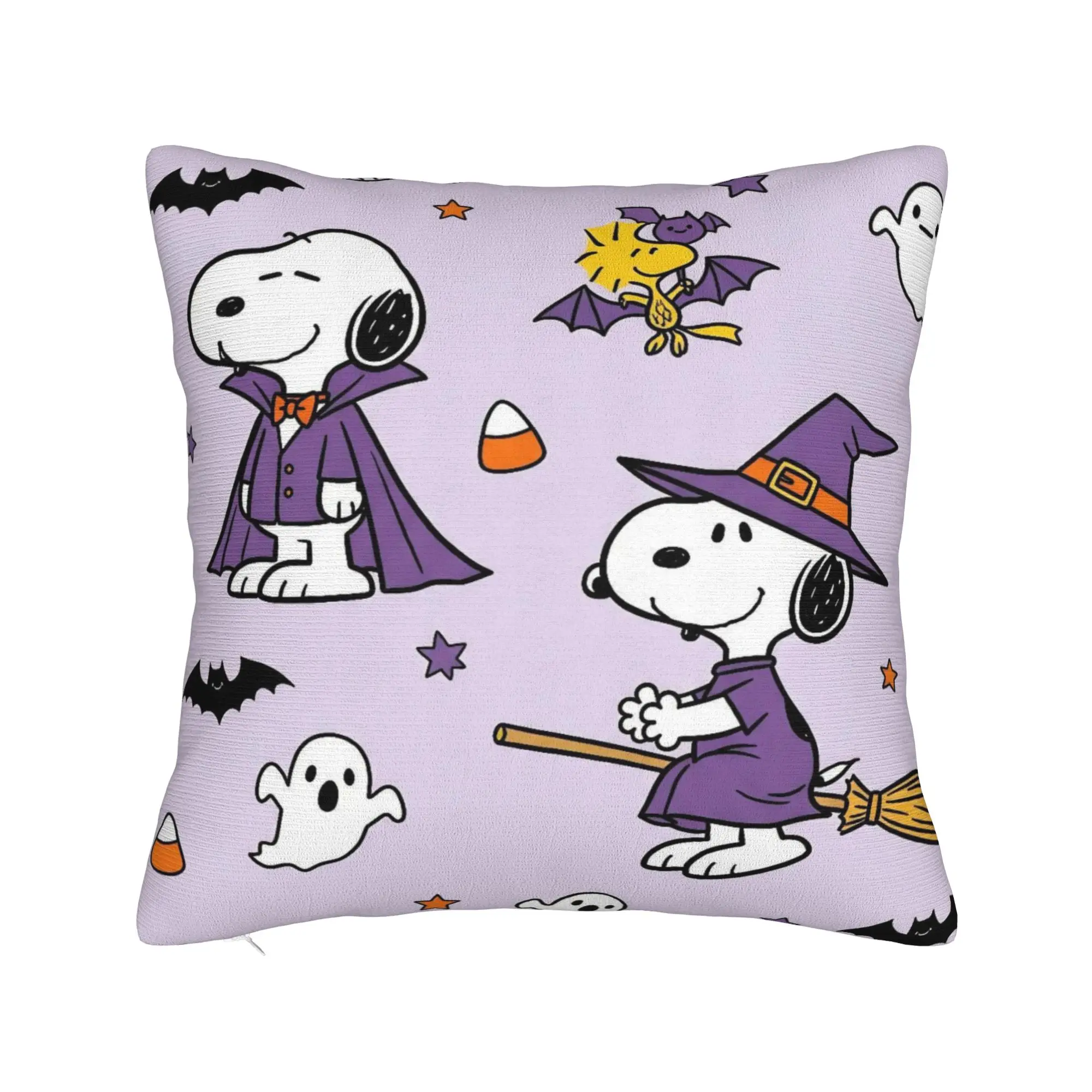 Halloween Snoopys Square Pillow Covers Polyester Couch Pumpkin Bat Ghost Cushion Cover Cute Decorative Throw Pillow Case 45*45