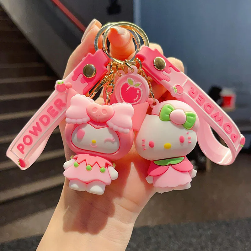 

Women's Fashion Peach Sanrio Cat Keychain Cartoon Pendant Cute Doll Bag Charm Car Keychain