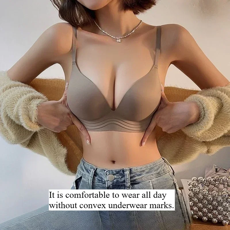 

Seamless Lingerie Small Chest Appears Larger Thin Style Anti Sagging Comfort Breathable Ladies Lingerie Gather Bra Together