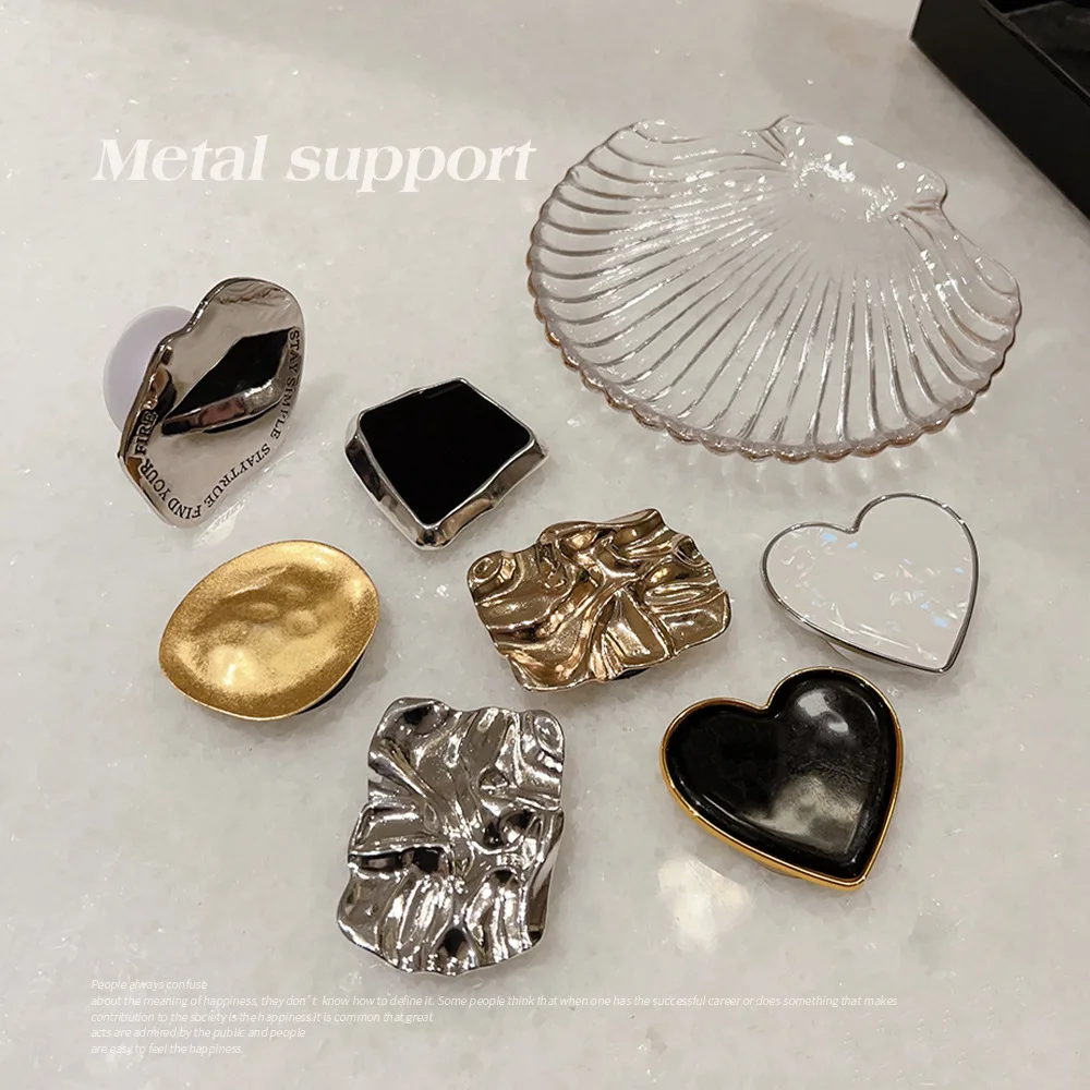 Ins Shell Heart supporto per anello per dito supporto per IPhone 15 14 13 supporto per presa tascabile Samsung supporto per staffa di placcatura