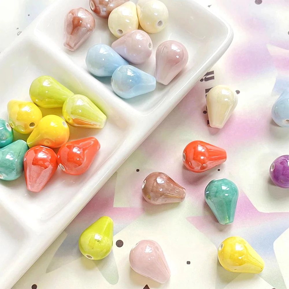 10 Pieces 12*16mm Colour Water Droplet Shape Ceramic Beads DIY Jewelry Making Necklace, Bracelet, Clothing Accessory Materials