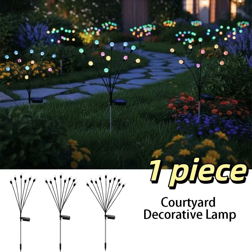 IP65 Waterproof Solar Firefly String Lights Wind Motion Creative Personalized LED Garden Lights New Upgraded 6 LED