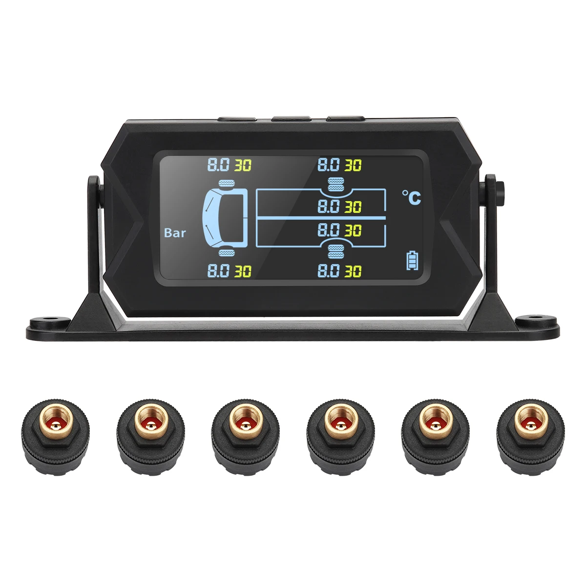 

0-8 0-16 Bar 116 217 PSI Big Screen 180 Degree Adjustable 6 Wheels Truck TPMS Tyre Tire Pressure Monitoring System Sensor