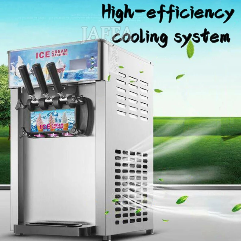 Fully Automatic Commercial Three-Head Soft Ice Cream Machine Desktop Three-Color Cone Ice Cream Maker