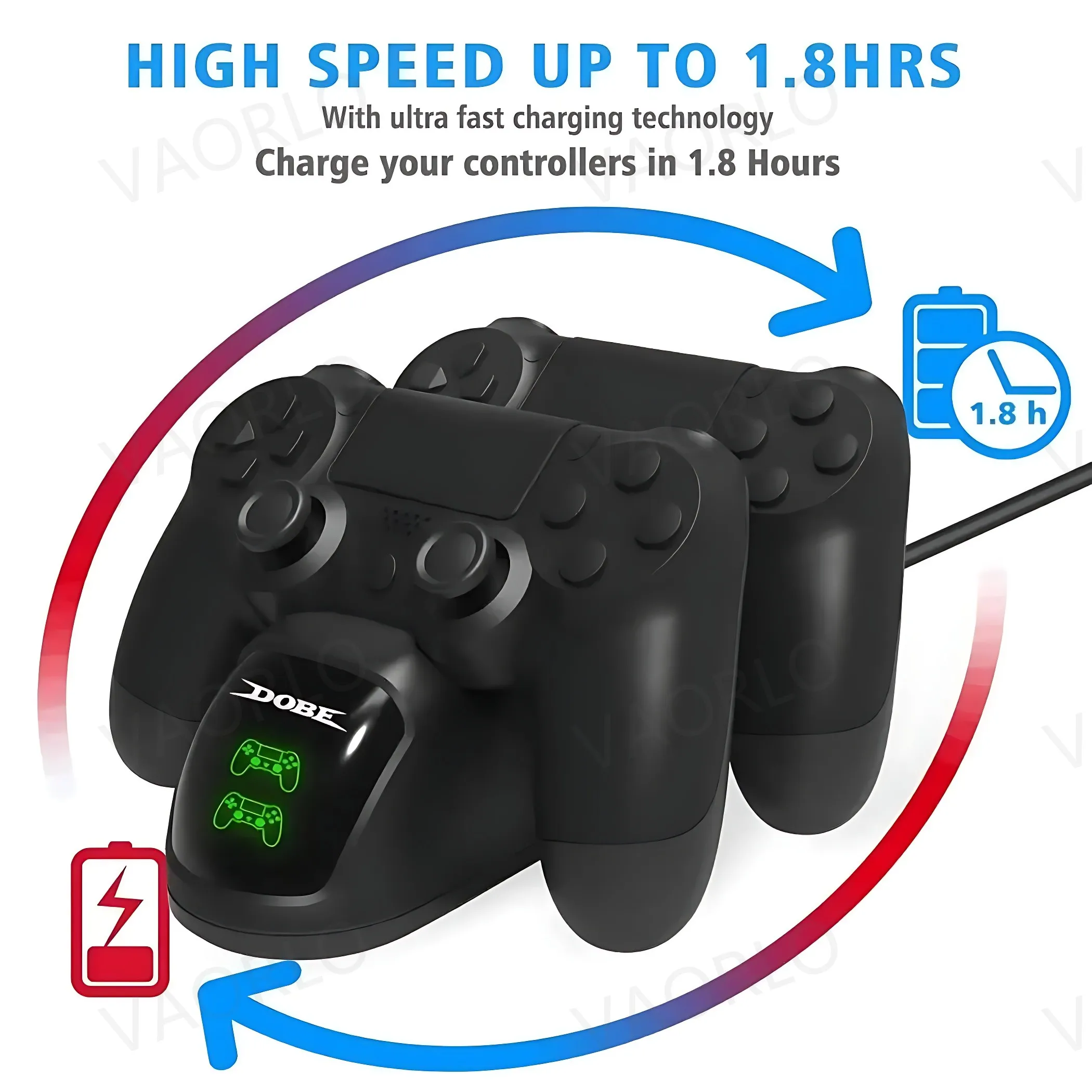 محطة شحن PS4 جديدة شاحن لاسلكي سريع لوحدة التحكم في ألعاب الفيديو مؤشر LED USB قاعدة مزدوجة لـ PS4 Slim/PS4 Pro