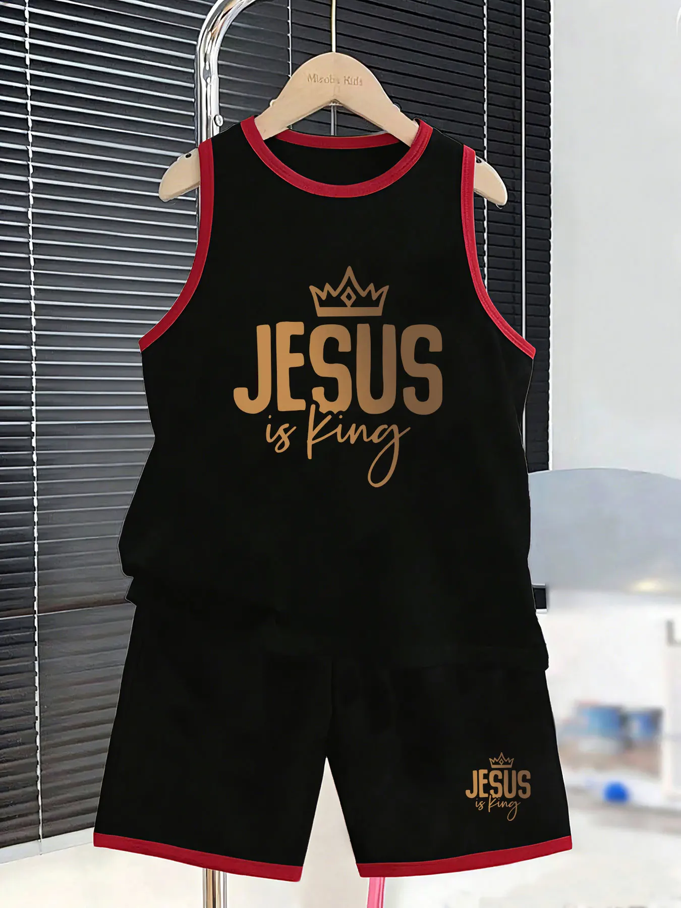Two - piece set of vest and shorts for boys with the 