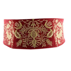 Retro Embroidered Wide Belt Cummerbunds Kimono Dress Decor Belt Girdle Adjustable Lady Waistband