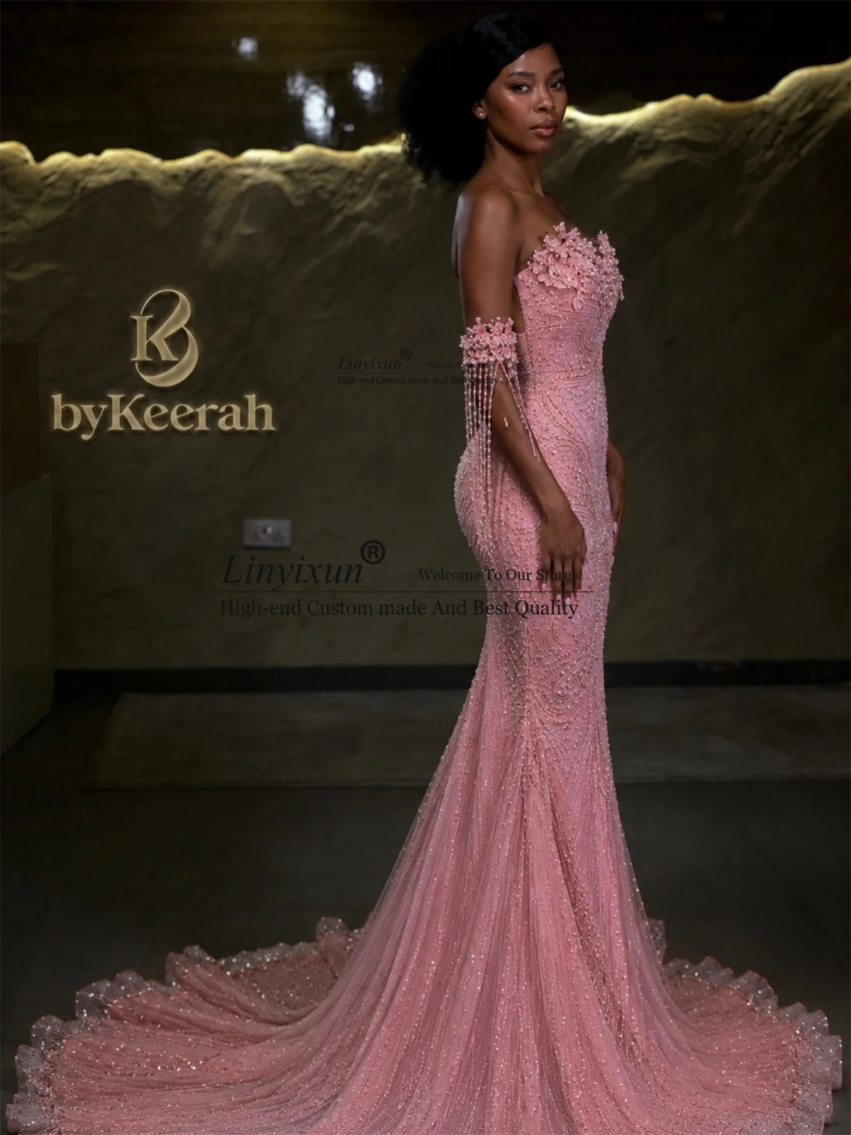 Stunning Diamond Stones Mermaid Prom Dresses With 3D Floars Aso Ebi Evening Party Gown Customized Long Birthday Robe De Soiree