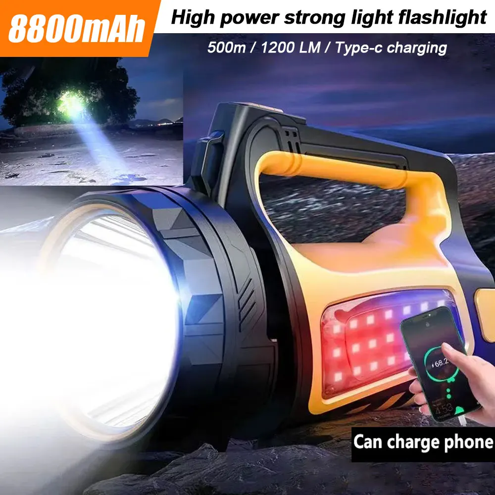 20W Portable Powerful LED Flashlight Outdoor Handheld Searchlight USB Rechargeable Spotlight Waterproof Torch Long Shot King