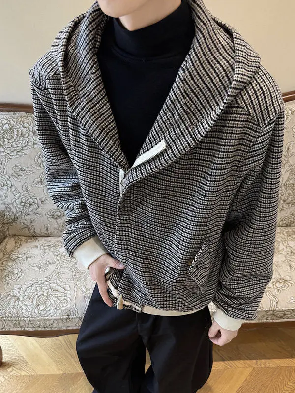 

Осенняя американская уличная клетчатая толстовка с капюшоном для колледжа, джет, свободная посадка, повседневная молодежная мужская одежда Faion