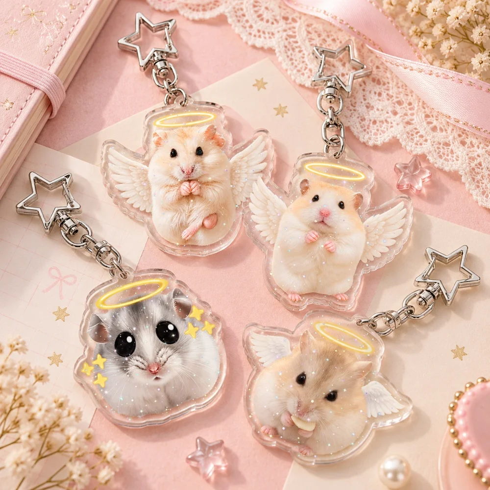 Cute Baby Hamster Keychains Ring for Accessories Bag Funny Pendant Keyring Jewelry Fans Gifts