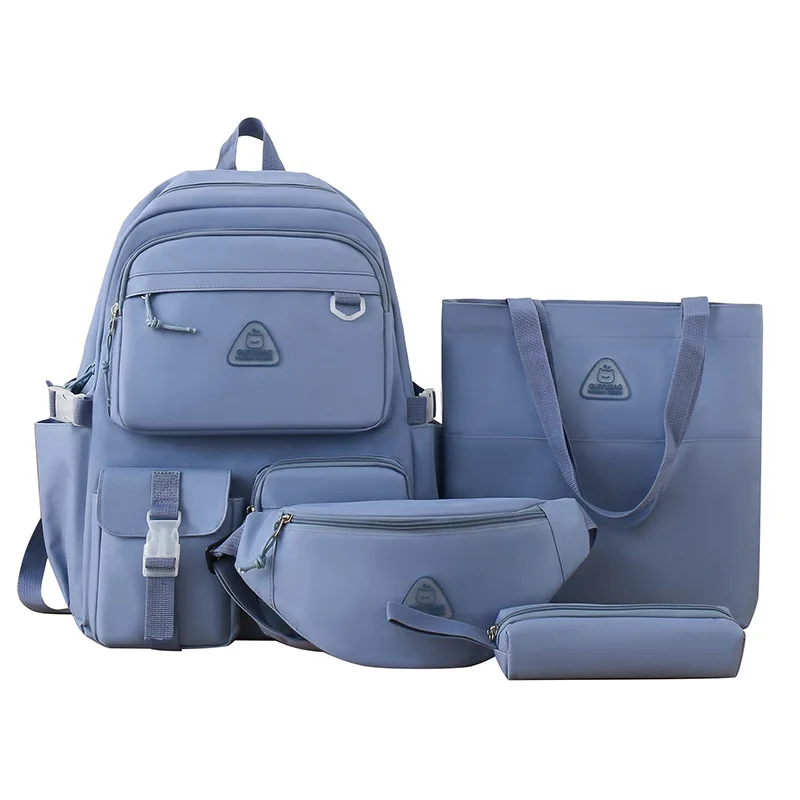 

Детские рюкзаки большой вместимости для мальчиков, модный милый рюкзак из четырех предметов, простой холщовый дорожный рюкзак, школьные сумки Рюкзак Женский