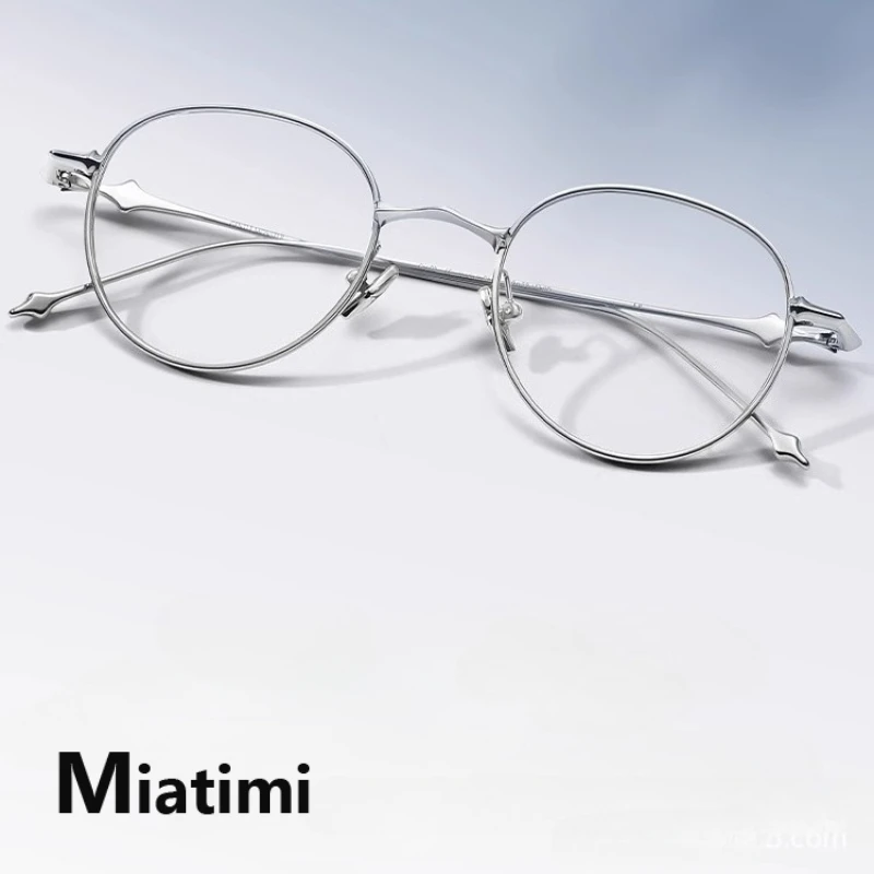 

Оправа для очков из чистого титана, оптические очки по рецепту в полной оправе, женские очки, мужские круглые очки в стиле ретро, модные