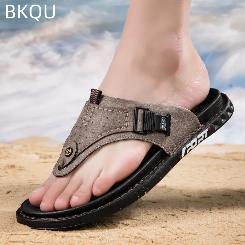 Men's Casual Clip Toe Sandals Fashion Trend Outdoor Trend Wear-resistant Flip Flops Family Men's Non-slip Beach Large Size