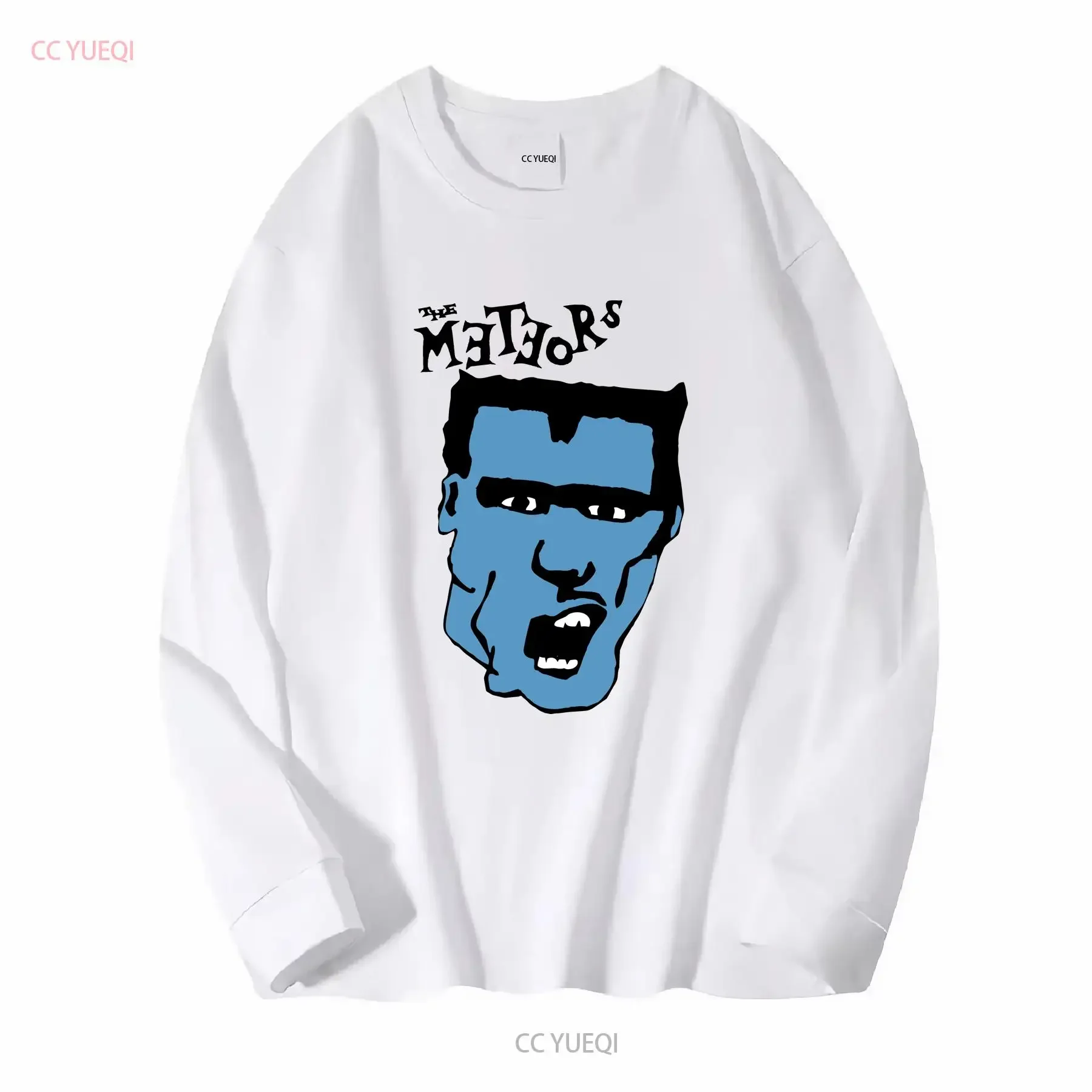 The Meteors Mutant Rock A White NEW T SHIRT Skull Image psychobilly punk vintage Washed Stretched Slightly homme streetwear