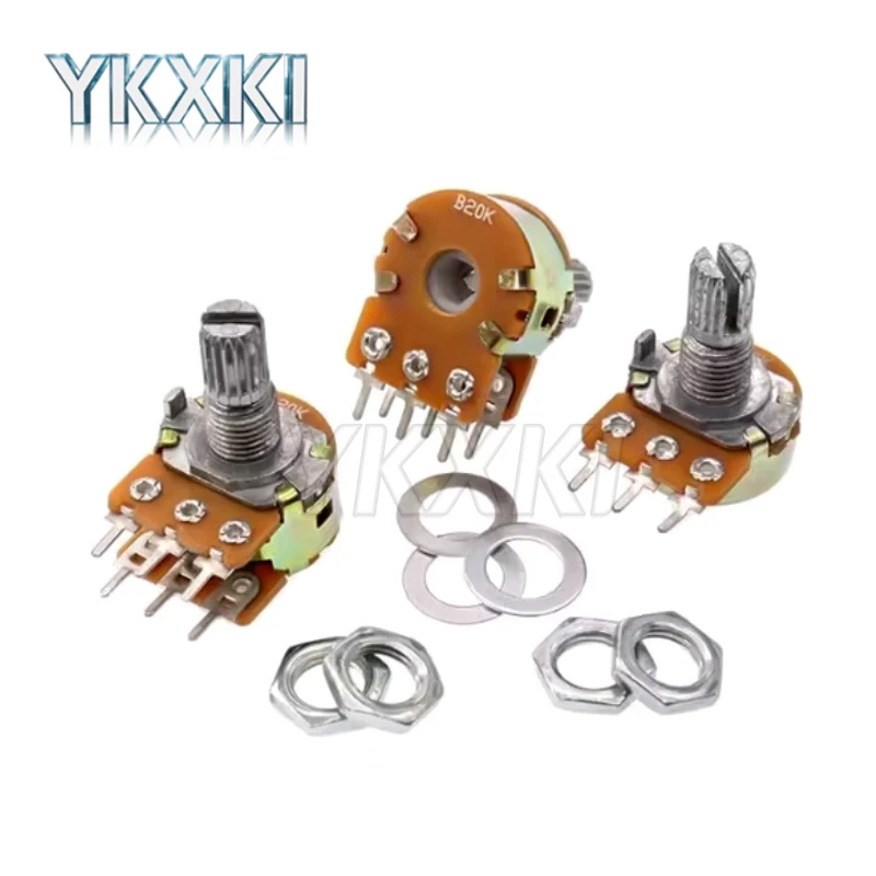 5PCS/LOT WH148 3Pin 6Pin 15mm 1K 2K 5K 10K 20K 50K 100K 250K 500K 1M Ohm Shaft Amplifier Dual Stereo Potentiometer