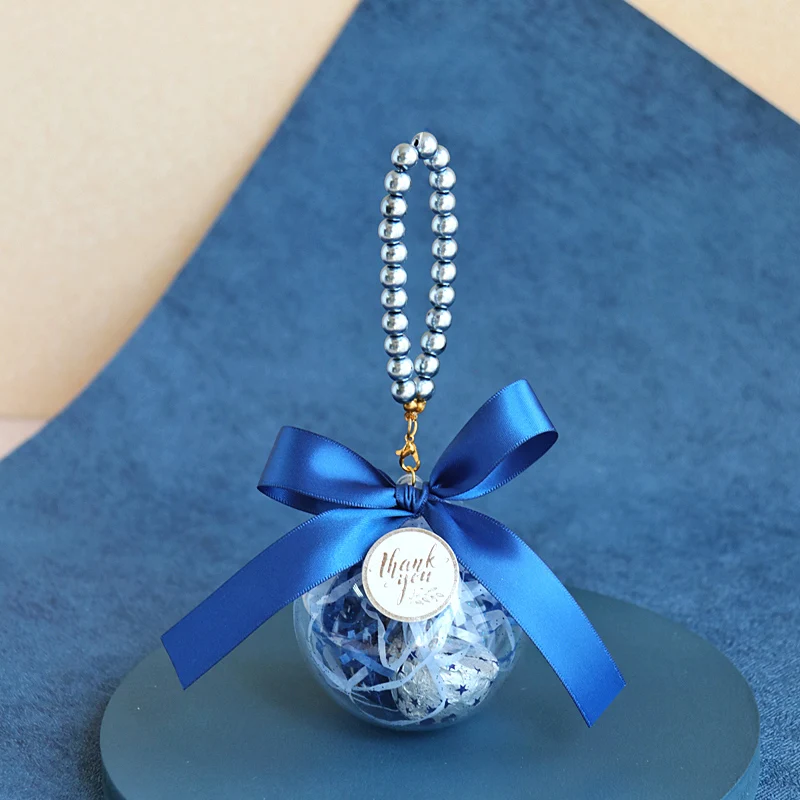 Round Crystal Ball Gift Box, Acrylic Pearl Bracelet Handles, Wedding Candy Bag, Baby Shower Favors Packaging, Party Supplies