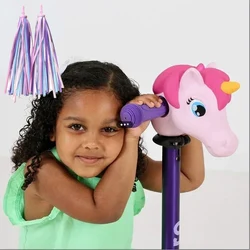 Unicorn Head Toy Scooter Guidão para crianças, decoração de bicicletas, scooter animal, acessórios de bicicleta, presentes de aniversário para crianças