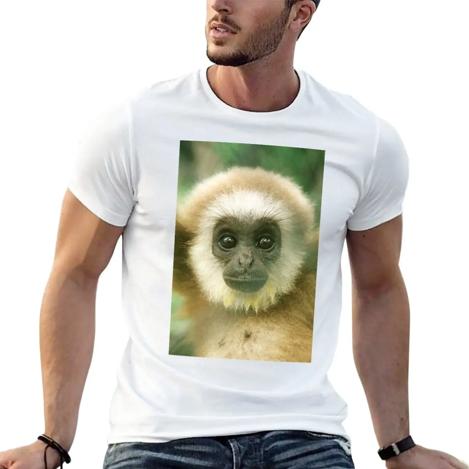 Baby White-handed Gibbon T-Shirt oversizeds Blouse plain mens workout shirts