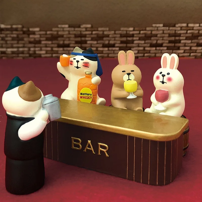 Japanese Grocery ZAKKA Bar Cat INS Bartender Rabbit Decoration Miniature Resin Crafts Small Ornaments