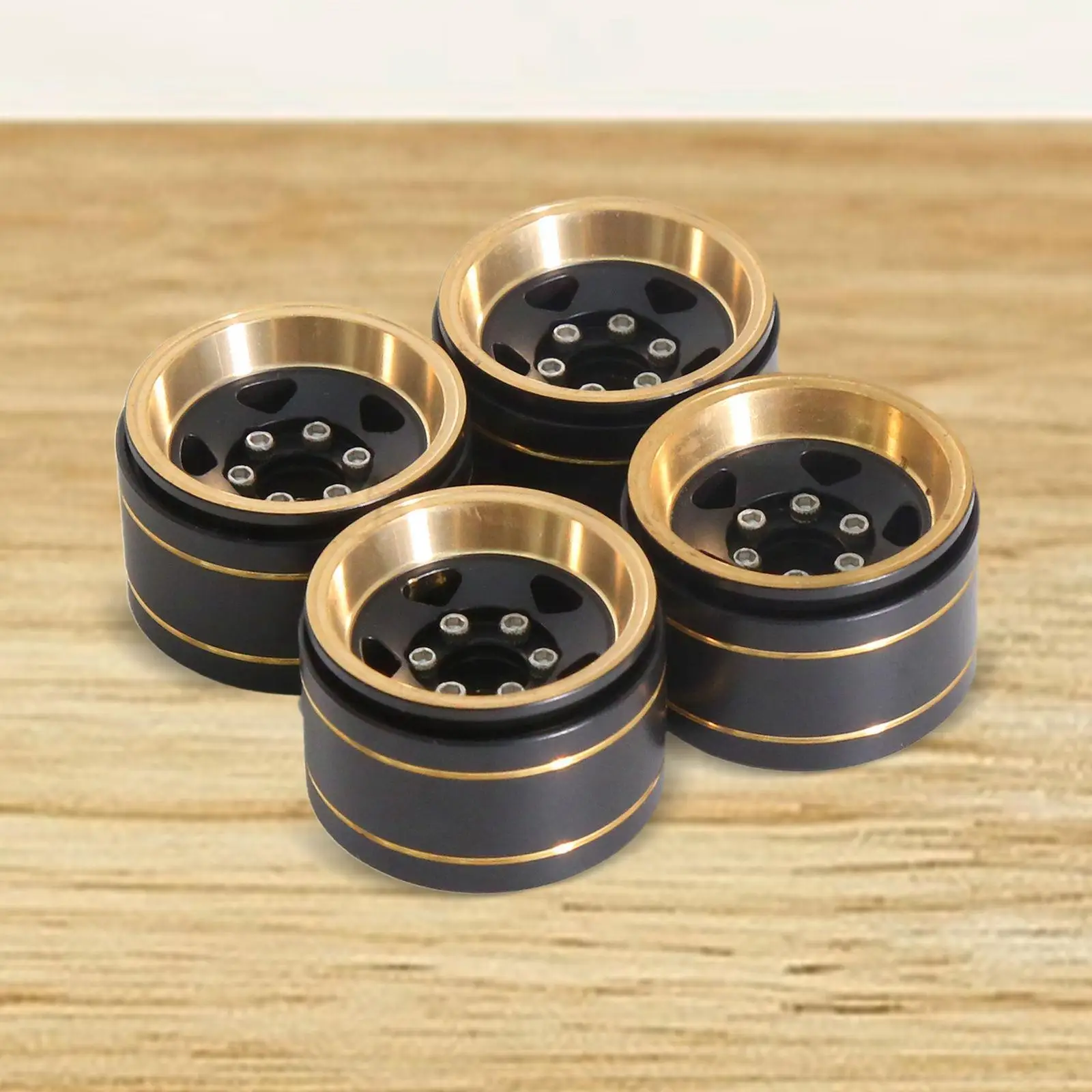 

4Pcs 1.0 inch Brass Wheel Rims RC Wheel Rims,Easy to Install,Metal RC Car Spare Parts for 1/18 RC Crawler Parts DIY Modified