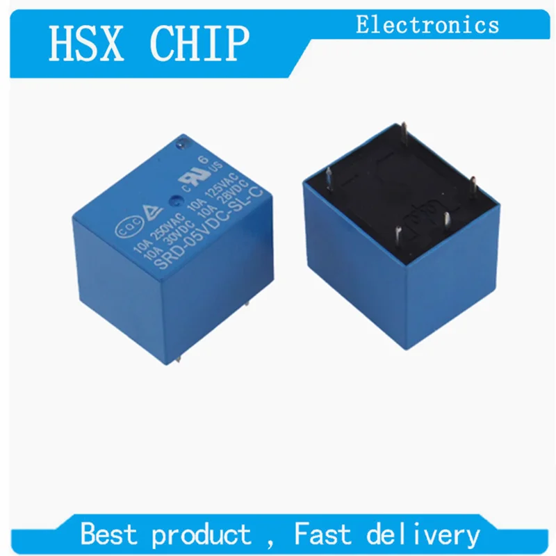 10pcs Power Relay SRD-05VDC-SL-C SRD-12VDC-SL-C SRD-24VDC-SL-C 5V 12V 24V 10A 250VAC 5PIN