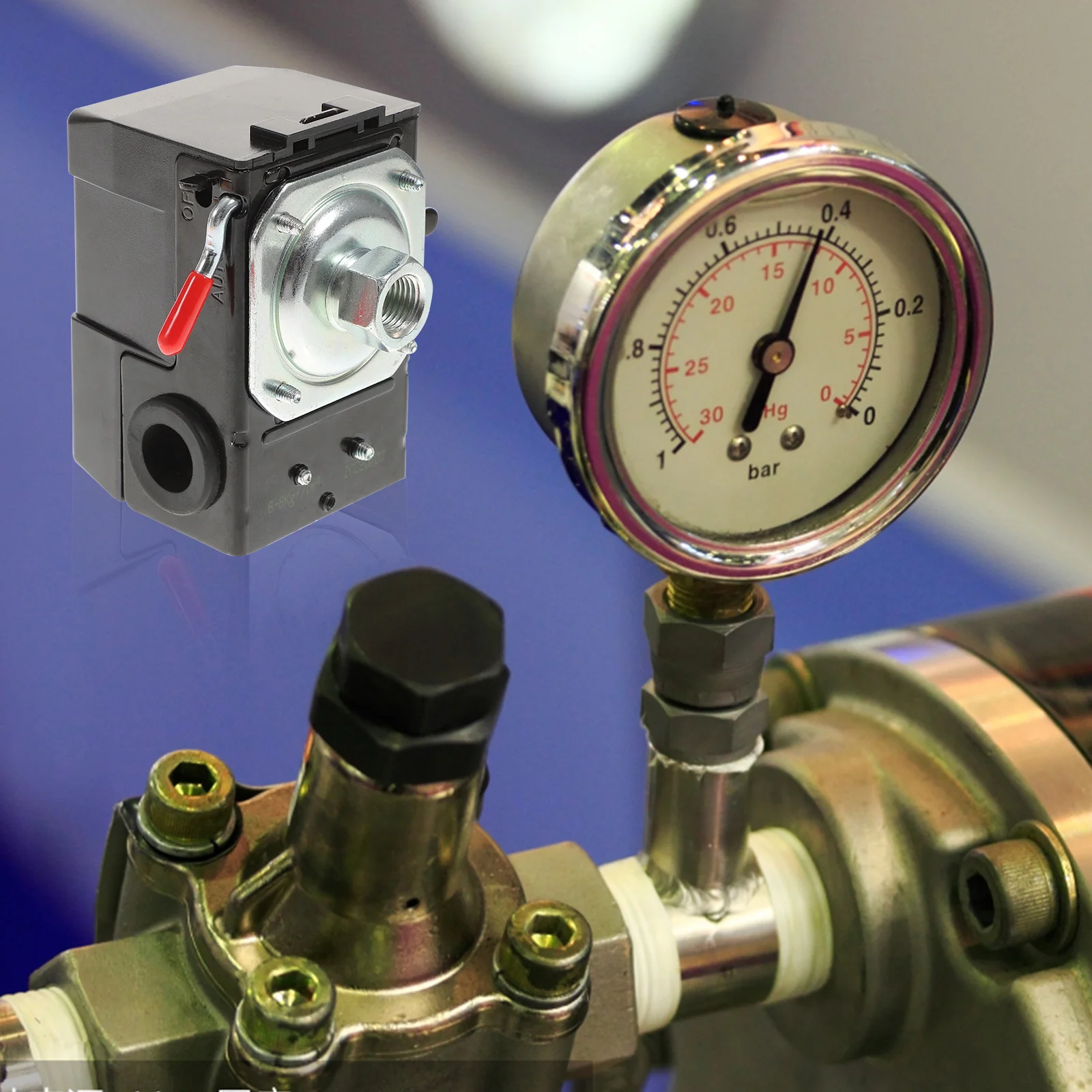 

Air Compressor Pressure Switch Heavy Duty Replacement for 90-125 Psi 26a Air Pump Pressure Control Durable Plastic Parts