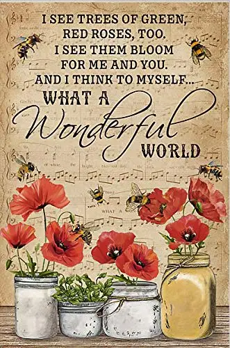 

Vintage Corn Poppy Poster Metal Sign What A Wonderful World Bee Tin Signs Retro Plaque Wall Decor Gift For Home Kitchen Office C