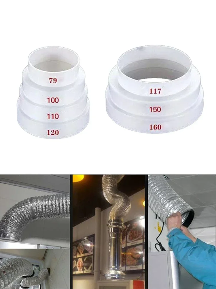 

Duct Multi Reducer Extractor Fan Pipe Connector 80/100/110/120/150/160mm Ventilation Pipe Reducer Adapter Plastic Pipe Fitting