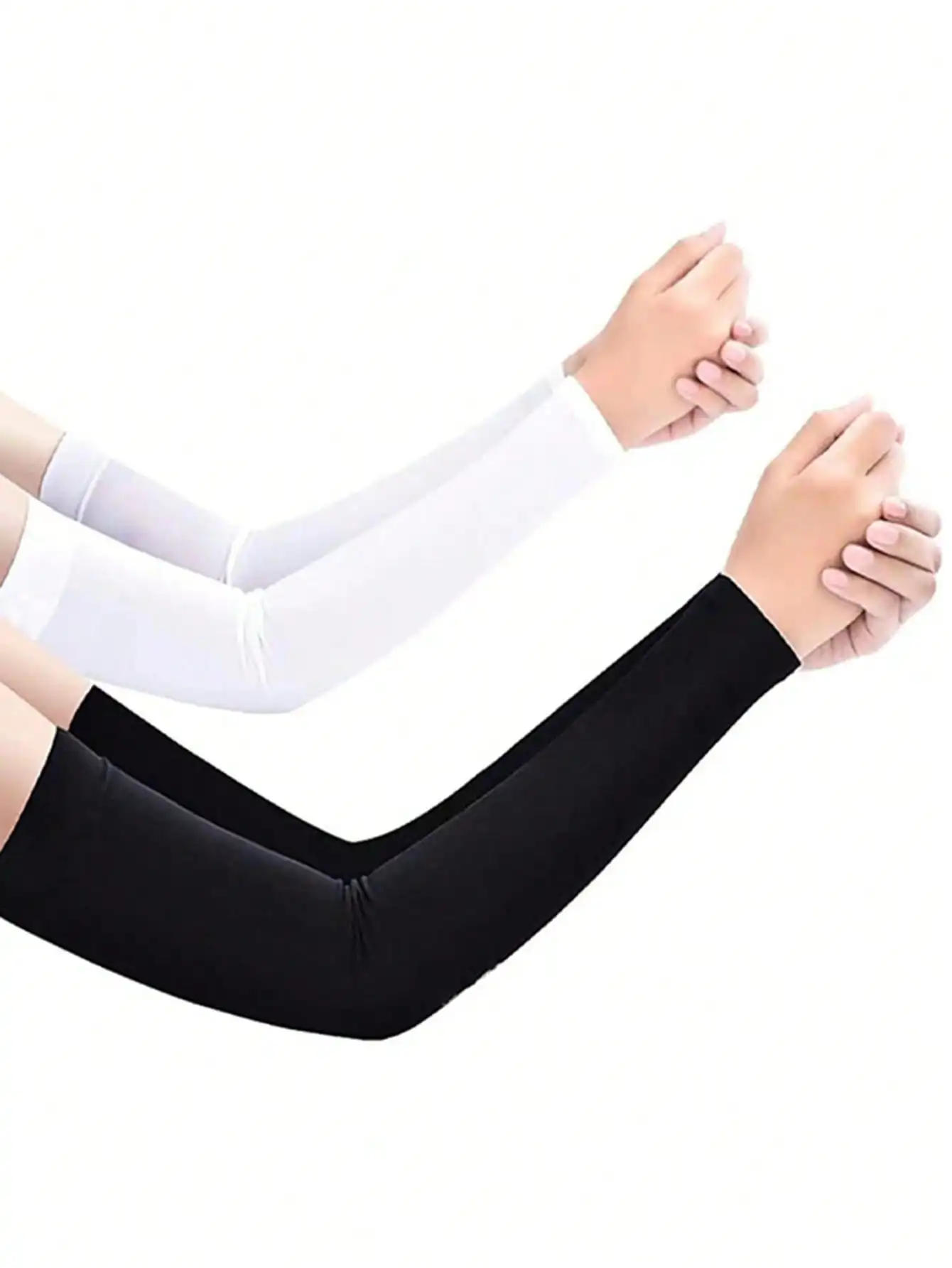

2 Pairs Black, 1 Pair White Women's Fashion Minimalist UV Protection Breathable Elastic Ice Silk Long Arm Sleeves, Suitable For Outdoor Sports, Travel, Cycling, Driving,Festival,Party