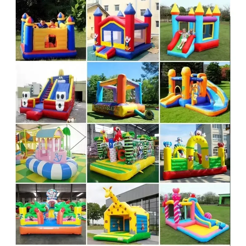 Inflatable Bounce House Multicolor Pastel Wedding Bouncer Castle Unisex Slide Air Blower