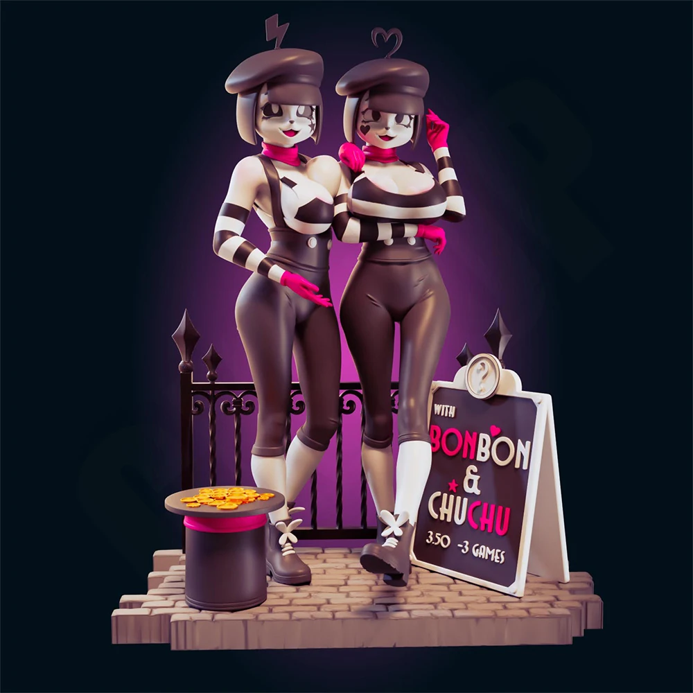 Twin Beauties 1/24 Scale Resin Figure Model Kit Sexy Diorama Unassembled Unpainted Doll 3D Printing DIY Statue Crafts Toy