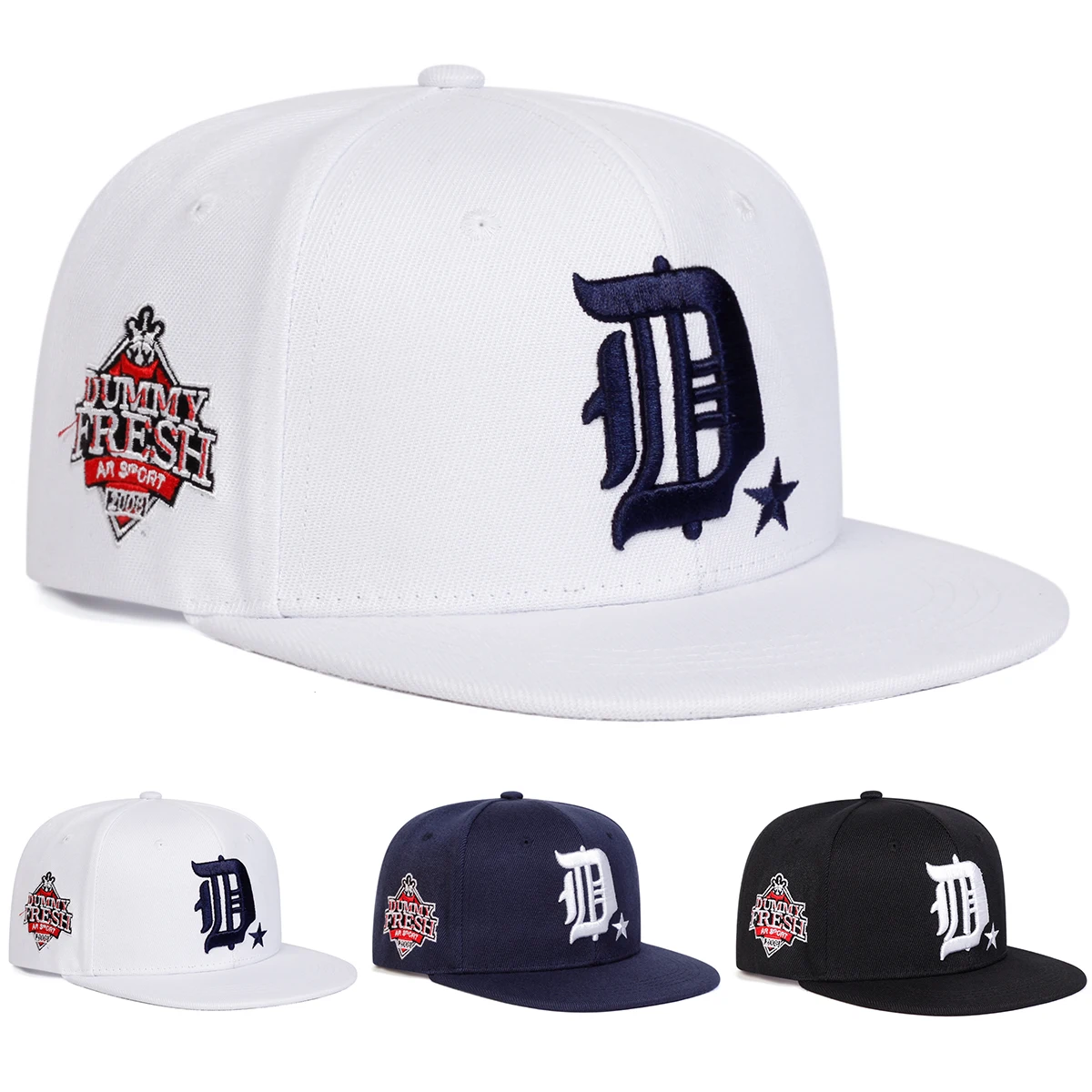 Unisex D Lettera Lato DUMMY FRESH Ricamo Cappelli Hip-Hop Primavera Autunno Outdoor Regolabile Casual Berretti da baseball Protezione solare Cappello