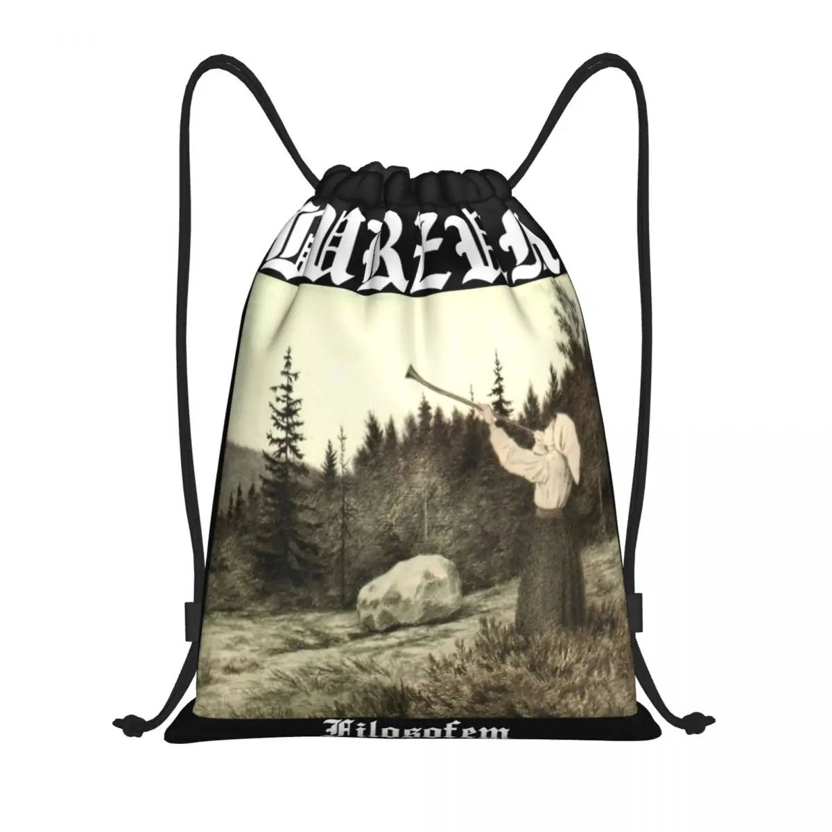 Black Metal Burzum Filosofem Drawstring Backpack Sports Gym Bag String Sackpack for Exercise