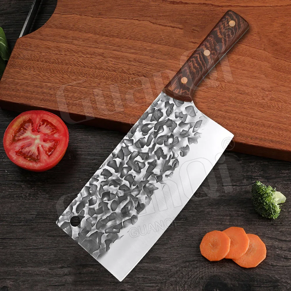 8 inch High Carbon Steel Chef Butcher Knife Handmade Forged Kitchen Knives Chinese Chopping Cleaver Knife Cooking Tools