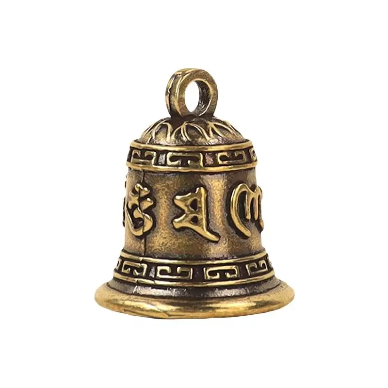 Retro Copper Six Syllable Mantra Bell Delicate Engraved Craft Crisp Sound for Yoga Studio Decoration Gift
