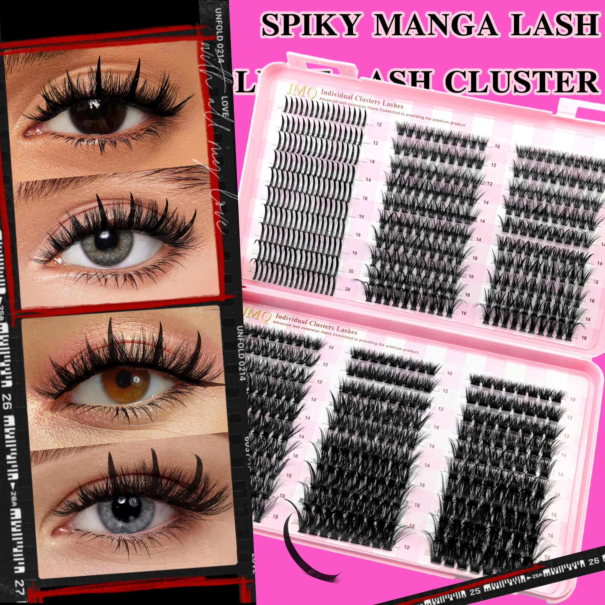 640개 혼합 속눈썹 클러스터, 위스피 스파이키 크리스 크로스 DIY 속눈썹 연장, 자연스러운 드라마틱 볼륨, 전문가급 살롱 퀄리티