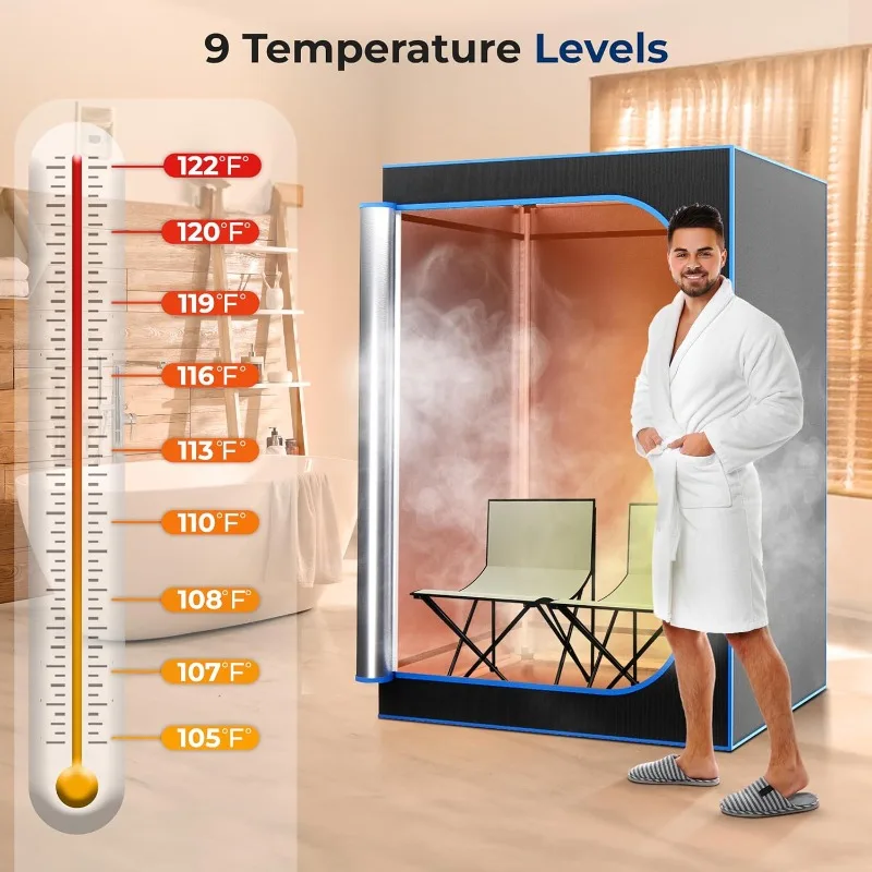 Portable Sauna for Home,2 Person Steam Sauna Tent with 4L Steamer,2 Folding Sauna Chairs, Remote Control -Spa, 71