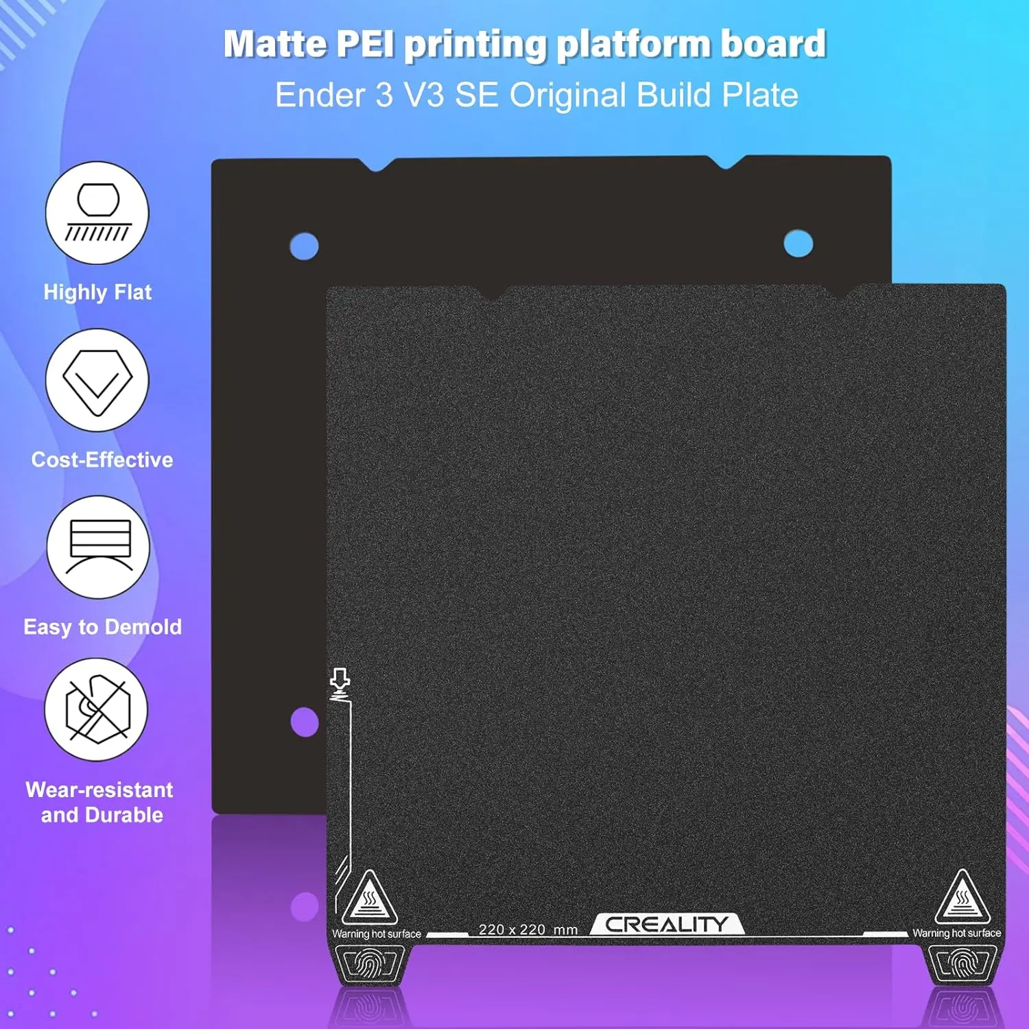 Creality Ender 3 V3 SE Federstahlblechplatte, magnetisch, flexibel, abnehmbar, Plattform-Set für Ender 3 V3 SE/3 V2/3 Pro, 220 x 220 mm – Detail 6