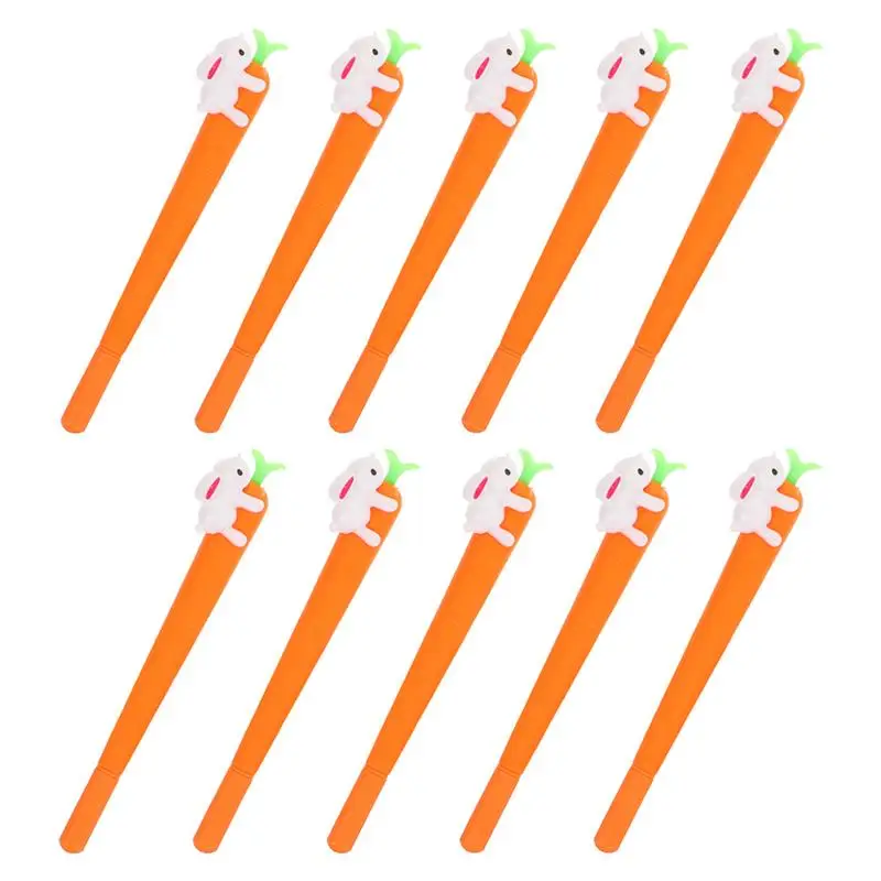 

10Pcs Gel Ink Pen Carrot Rabbit Pens Signature Pens Stationery Supplies Cartoon Pen