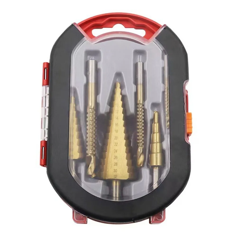 

Premium Titanium Step Drill Bit Set Gold Multi-Size Titanium Step Drill Core Hole Opener Drilling Applications