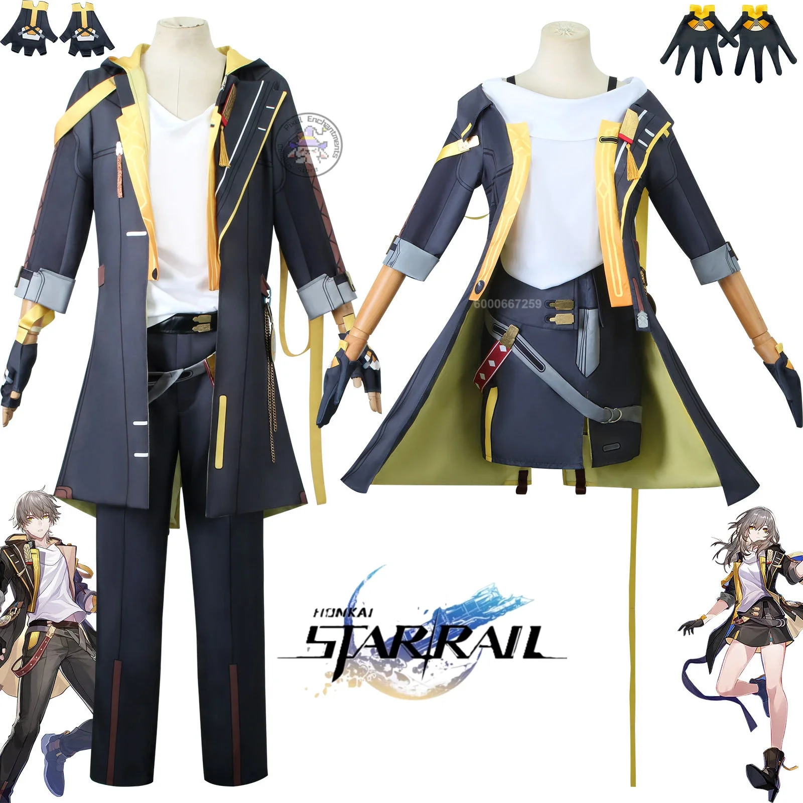 

Honkai Star Rail Anime Trailblazer Stelle Caelus Cosplay Costume Men's Women's Uniform Wig Glove Halloween Carnival Party Outfit