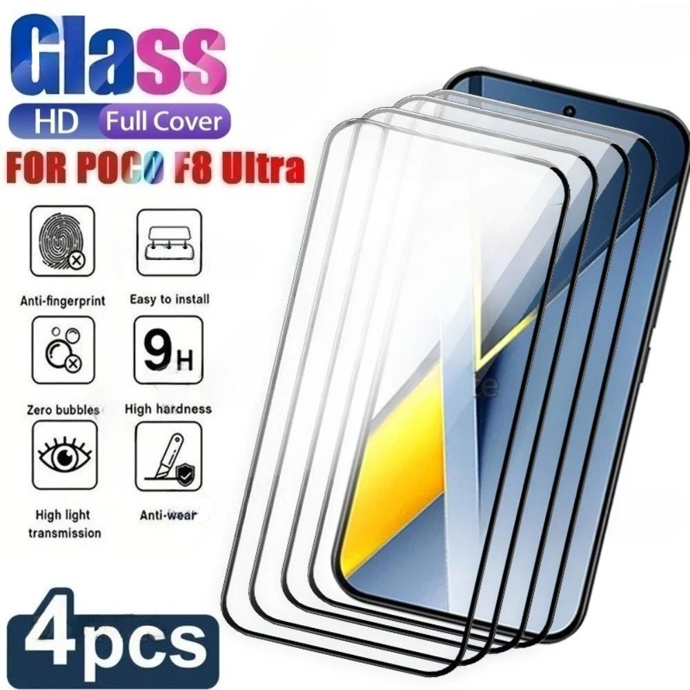 

3Pcs Full Cover Screen Protector for Xiaomi Poco F8 F7 Ultra F6 F5 F4 Pro F3 GT Tempered Glass for Poco X7 X6 X5 Pro X4 X3 GT