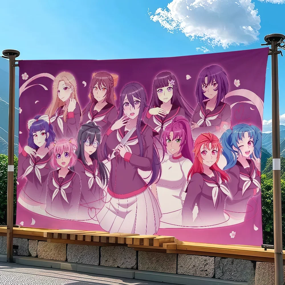 Anime Yandere Simulator Game Flag Tapestry Outdoor Party Bedroom Living Room Dormitory Decorative Themed Wall Hanging Banner