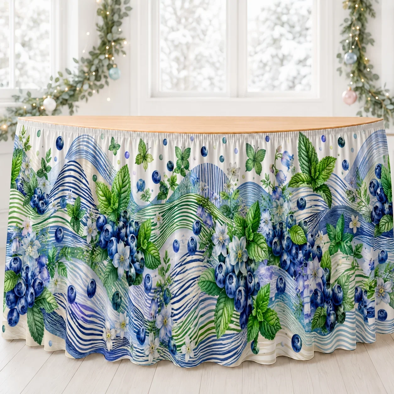 One piece of tablecloth printed with cotton polyester plant watercolor pattern