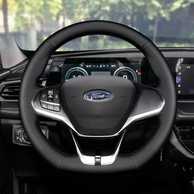

DIY Hand-Sewn Leather Suede Car Steering Wheel Cover for Ford Explorer Escape Focus Escort Edge Interior Auto Accessories