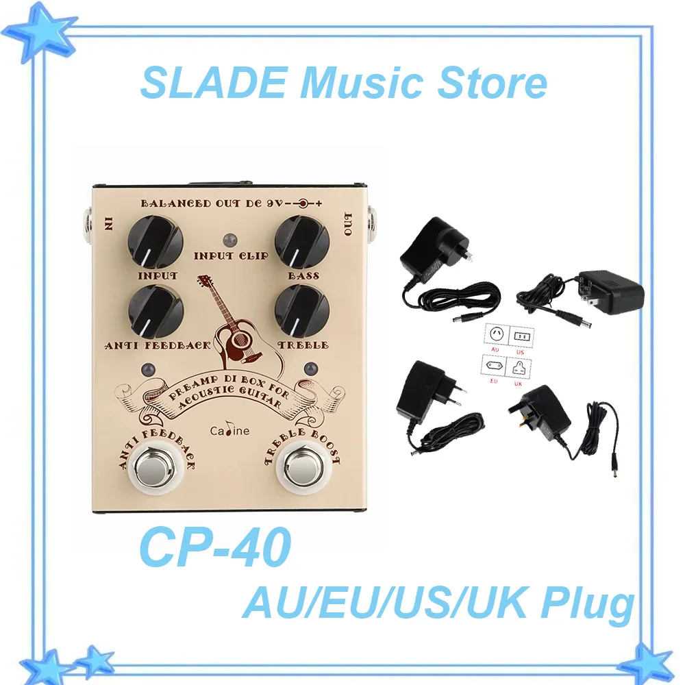

Caline CP-40 Педаль эффектов для акустической гитары DI Box Симулятор шкафа Педаль-предусилитель Мини-педаль эффектов Запчасти для гитары